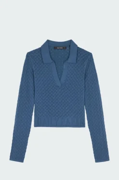 ada knit ls polo - Top | Bleu