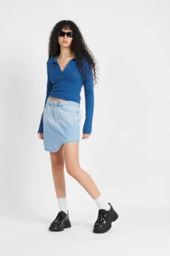 ada knit ls polo - Top | Bleu