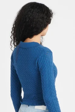 ada knit ls polo - Top | Bleu