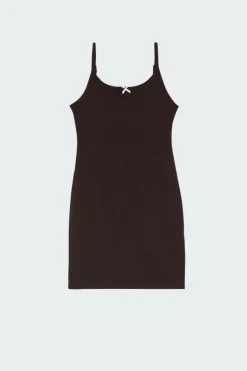 ADELAIDE POINTELLE TANK DRESS - Robe | Marron