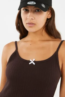 ADELAIDE POINTELLE TANK DRESS - Robe | Marron