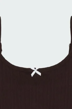 ADELAIDE POINTELLE TANK DRESS - Robe | Marron