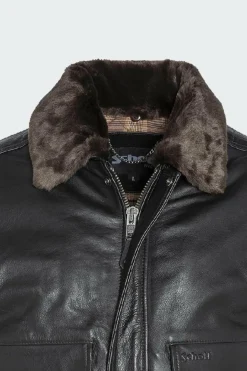 Blouson aviateur en cuir de vachette vintage | Marron