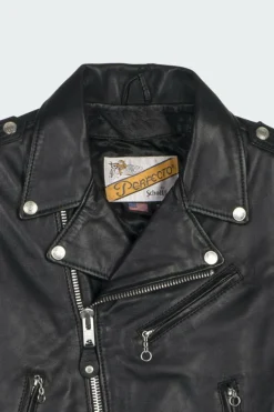 Blouson zippé en cuir | Noir