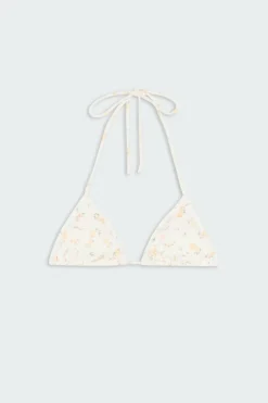 BLURRED DITSY HALTER SLIDE TRI - Haut de maillot | Blanc
