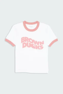 Brown Ducks Ringer - T-shirt | Blanc