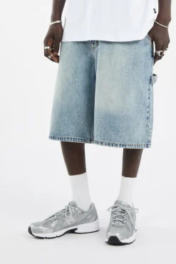 BRUSH WASHED DENIM CARPENTER SHORTS - Short | Kaki