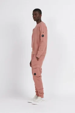 BRUSHED & EMERIZED DIAGONAL FLEECE CARGO TRACK PANTS - Jogging | Rose