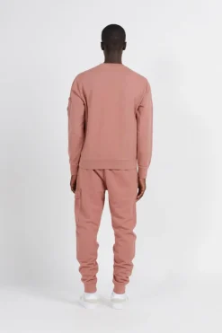 BRUSHED & EMERIZED DIAGONAL FLEECE CARGO TRACK PANTS - Jogging | Rose