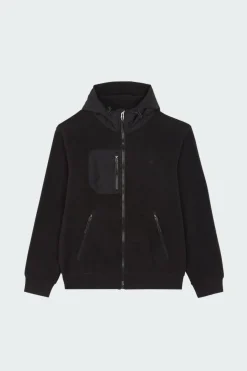 Brushed Fleece Hybrid Hooded Jacket - Polaire | Noir