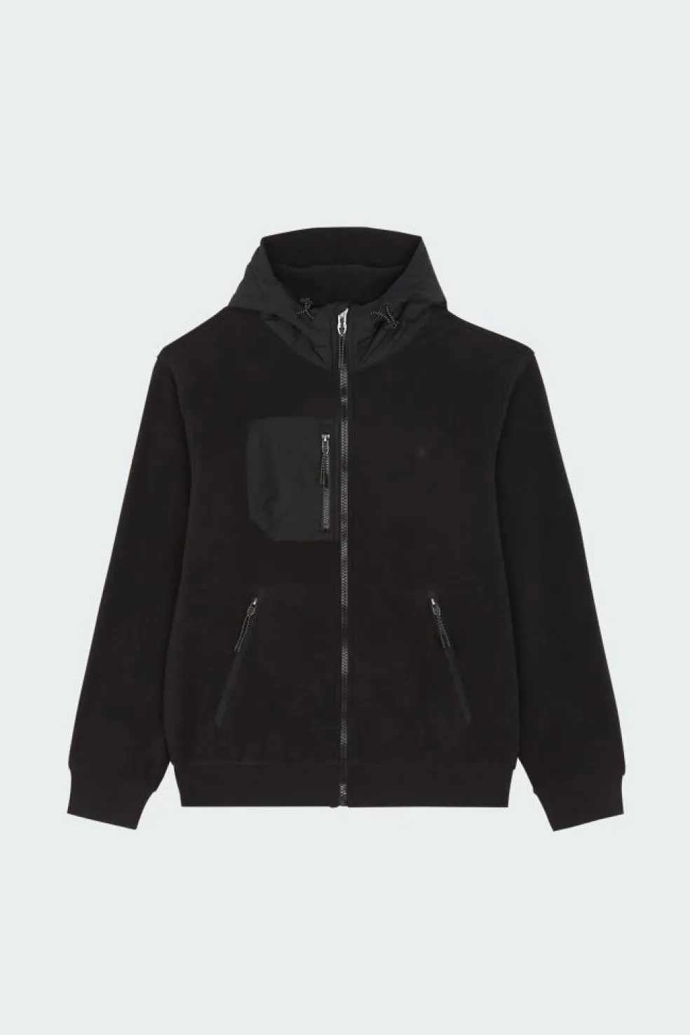 Brushed Fleece Hybrid Hooded Jacket - Polaire | Noir