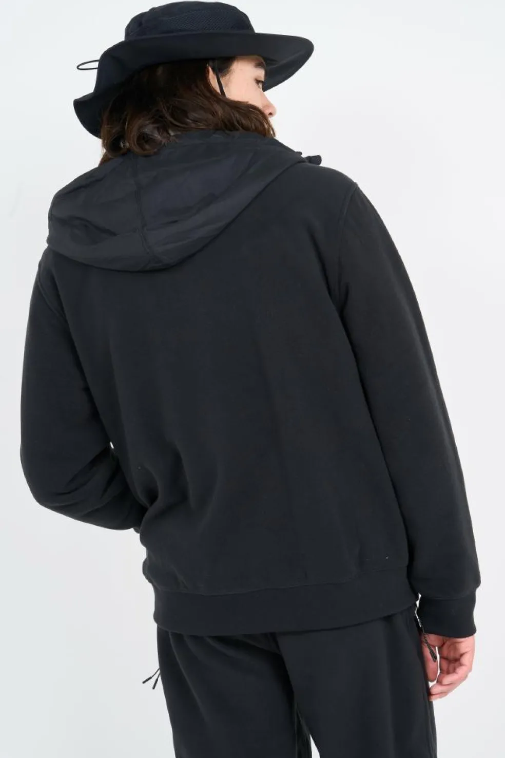 Brushed Fleece Hybrid Hooded Jacket - Polaire | Noir