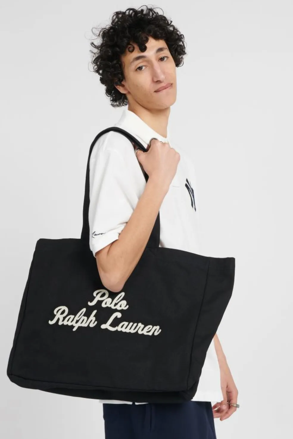 Cabas brodé en toile - Sac cabas | Noir