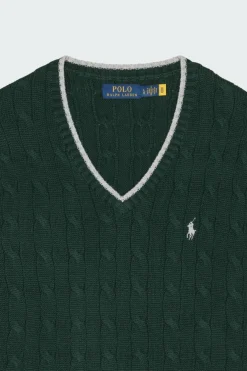 Cable-Knit Cotton Sweater Vest - Pull | Vert
