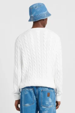 Cable-Knit Cotton Sweater - Pull | Blanc