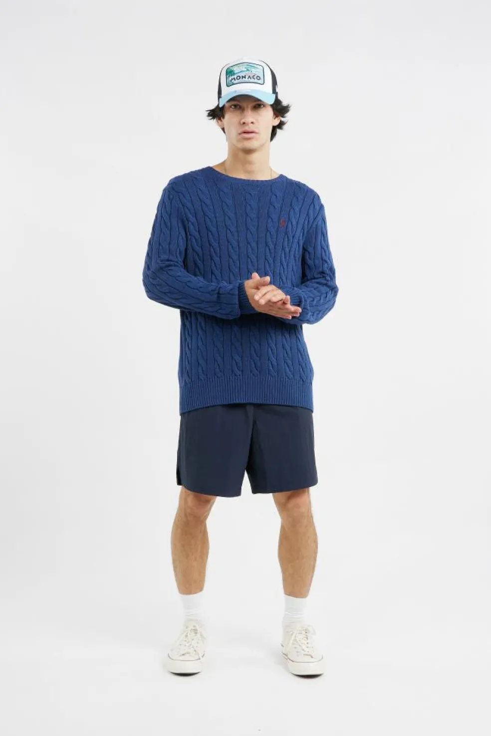 Cable-Knit Cotton Sweater - Pull | Bleu