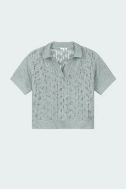 CHECK KNITTED POLO - Polo | Bleu