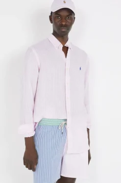 Chemise rayée ajustée en lin - Chemise | Multicolore