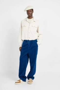 Classic Fit Pleated Corduroy Pant - Pantalon | Bleu