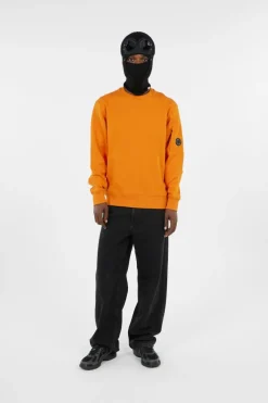 CREW NECK IN DIAGONAL RAISED FLEECE - Sweatshirt | Orange