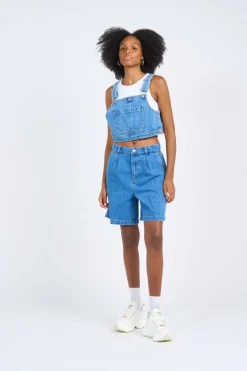CROPPED OVERALL DENIM - Top | Bleu