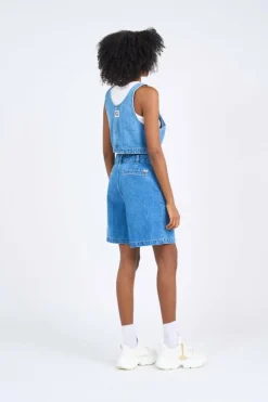 CROPPED OVERALL DENIM - Top | Bleu