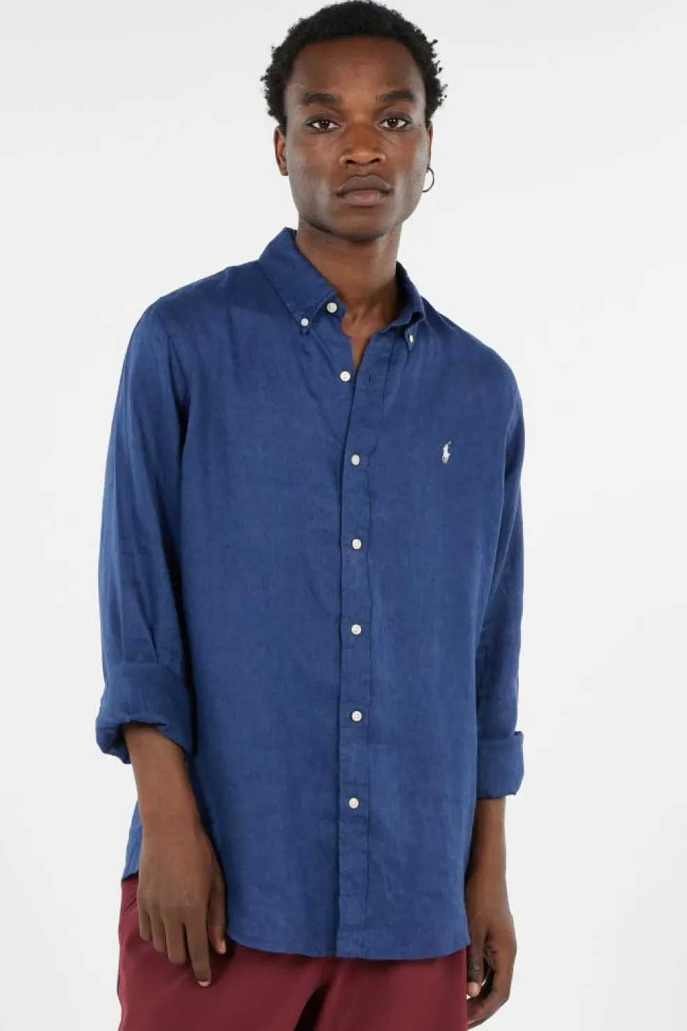 Custom Fit Linen Shirt - Chemise | Bleu
