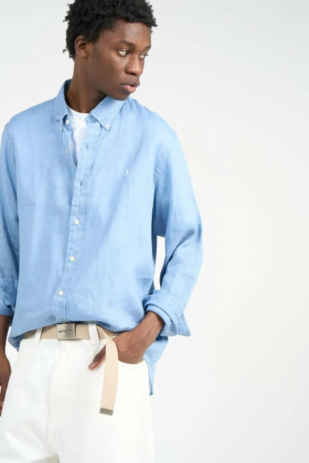 Custom Fit Linen Shirt - Chemise | Bleu