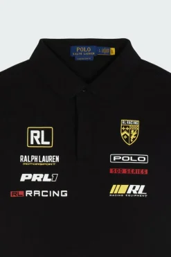 Custom Slim Fit Stretch Mesh Polo Shirt - Polo | Noir