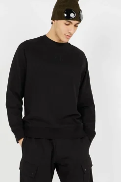 DIAGONAL RAISED FLEECE CREW NECK LOGO - Sweatshirt | Noir