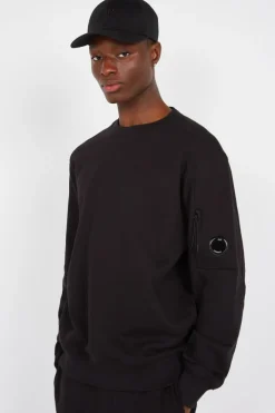 DIAGONAL RAISED FLEECE CREW NECK LENS SWEATSHIRT - Sweatshirt | Noir