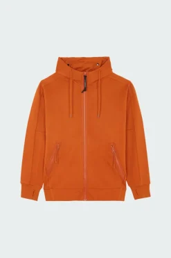 DIAGONAL RAISED FLEECE GOGGLE - Hoodie zippée | Marron