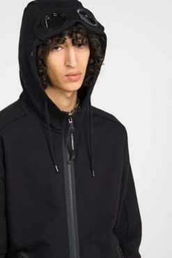 DIAGONAL RAISED FLEECE GOGGLE - Hoodie zippée | Noir