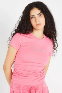 DOT RUCHED SS FIITTED TEE - T-shirt | Rose