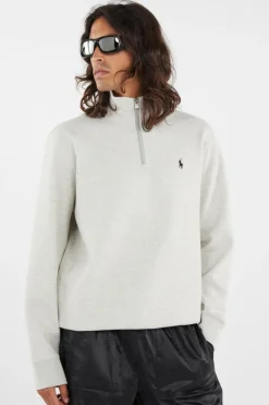 Double-Knit Quarter-Zip Pullover - Sweatshirt | Gris