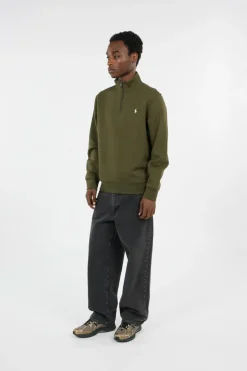 Double-Knit Quarter-Zip Pullover - Sweatshirt | Kaki