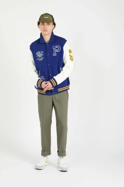 Fleece Graphic Letterman Jacket - Veste | Bleu
