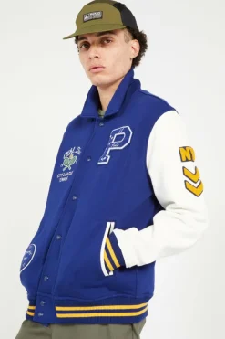 Fleece Graphic Letterman Jacket - Veste | Bleu