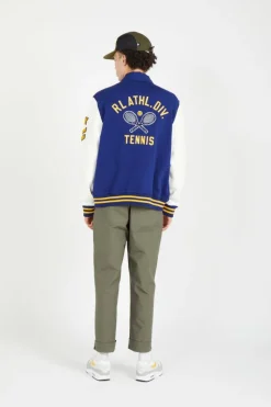Fleece Graphic Letterman Jacket - Veste | Bleu