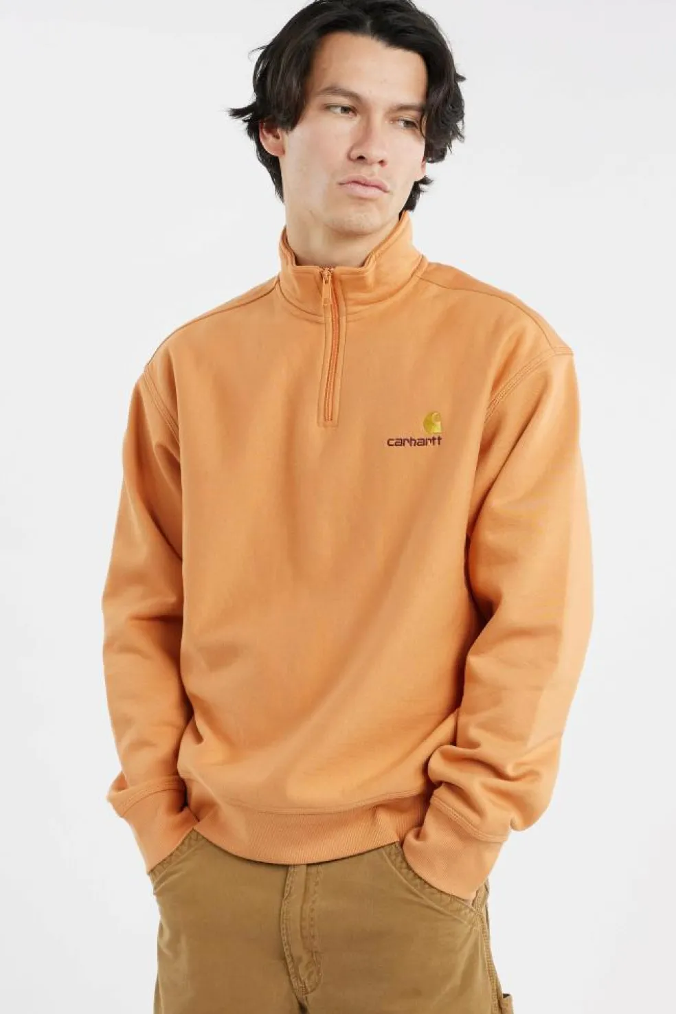 Half Zip American Script - Sweat zippé | Orange