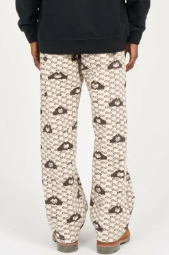 Hand Heart Print Pants - Pantalon | Beige