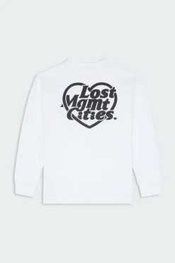 HEART GLOBE LONG SLV TEE - T-shirt | Blanc