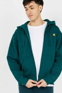 Hooded American Script - Hoodie zippé | Vert