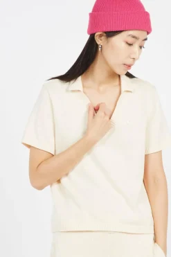 KNIT OPEN POLO - t-shirt | Beige