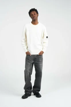 KNITWEAR CREW NECK IN LAMBSWOOL GRS - Pull | Blanc