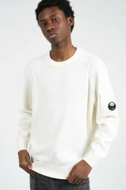 KNITWEAR CREW NECK IN LAMBSWOOL GRS - Pull | Blanc
