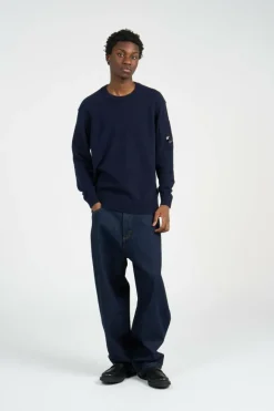KNITWEAR CREW NECK IN LAMBSWOOL GRS - Pull | Bleu