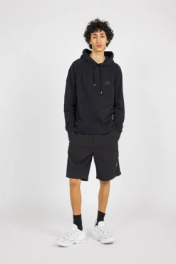 LIGHT FLEECE LOGO HOODED SWEATSHIRT - Hoodie | Noir