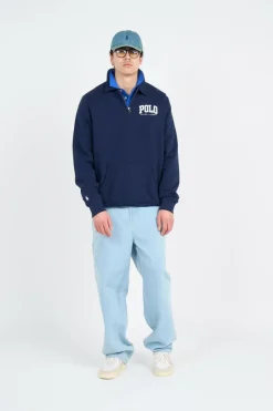 Logo Fleece Collared Sweatshirt - Sweatshirt | Bleu