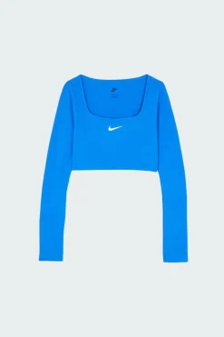 LS CROP TOP - Top court | Bleu